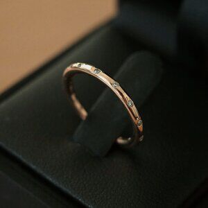 Pandora Simple Sparkling Band Ring, 14k rose gold-plated wishbone, NEW, Size 5